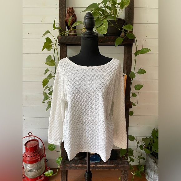 Express Sweaters - Express: White Basket Woven Knit Sweater